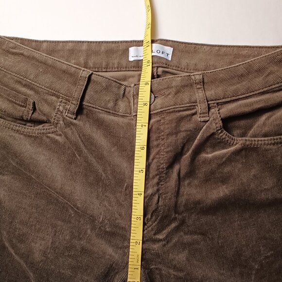 Loft Corduroy Jeans Size 28/6 Curvy Skinny Mid Rise Brown Color Zipper Ankle - Picture 8 of 10
